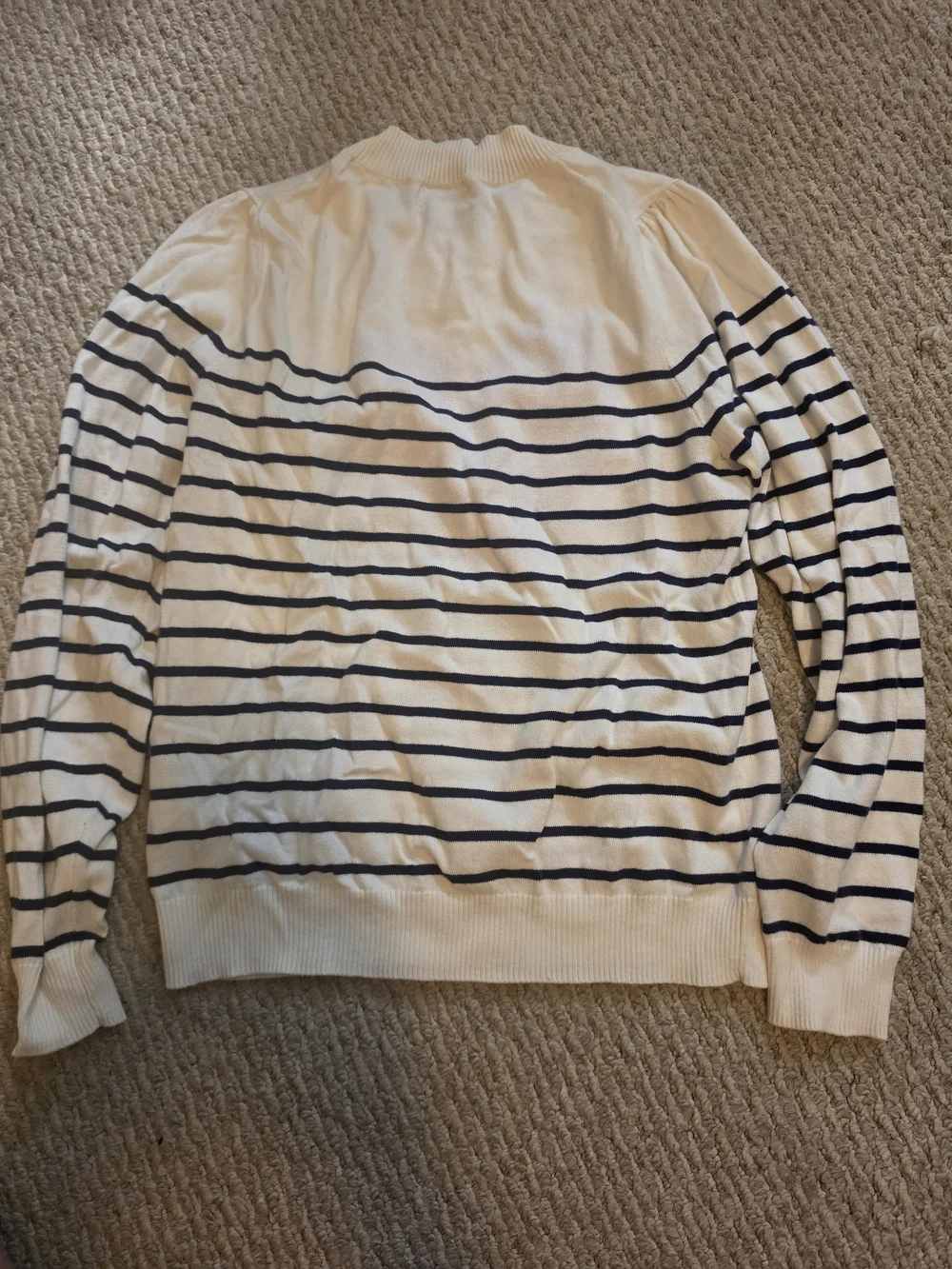J. Crew Cream and Navy Striped Sweater with Red Heart